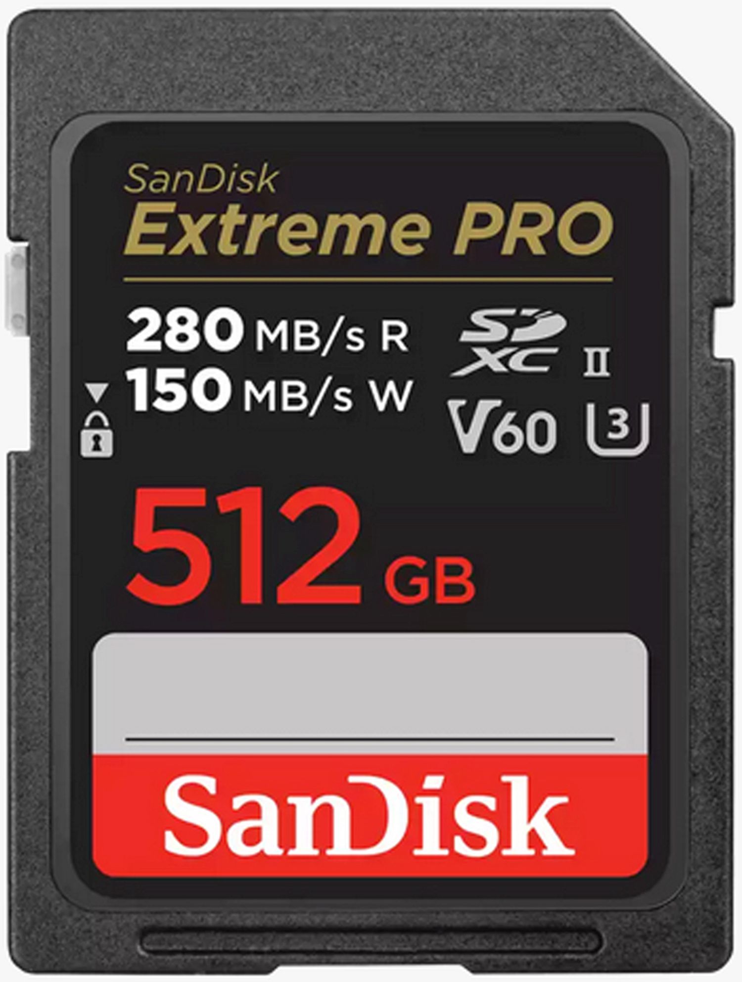 SanDisk Extreme Pro SDXC 512GB 280MB/s V60 UHS II Geheugenkaart