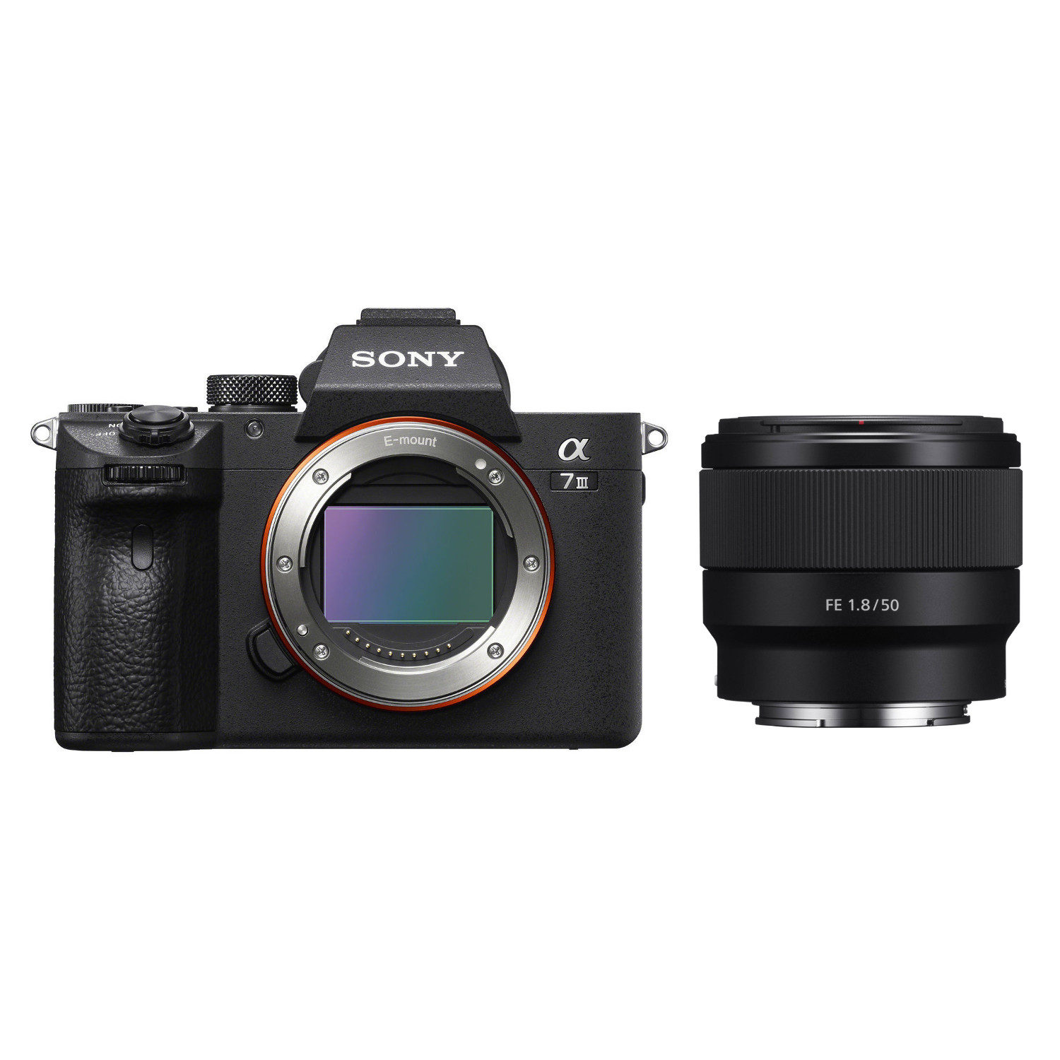 Sony Alpha A7 III fullframe systeemcamera met FE 50mm f/1.8 objectief