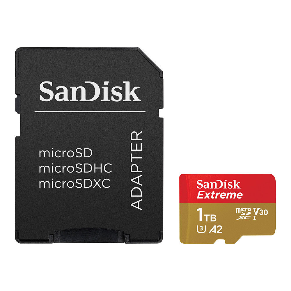 SanDisk 1TB Micro SD Extreme UHS-I U3 A2 V30 190MB/s geheugenkaart + adapter