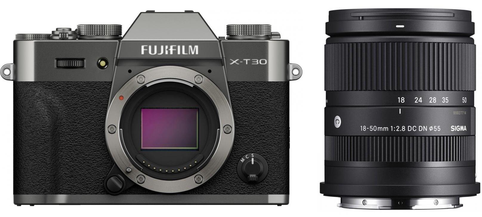 FUJIFILM X-T30 III Systemkamera mit Sigma 18-50mm f/2.8 Objektiv